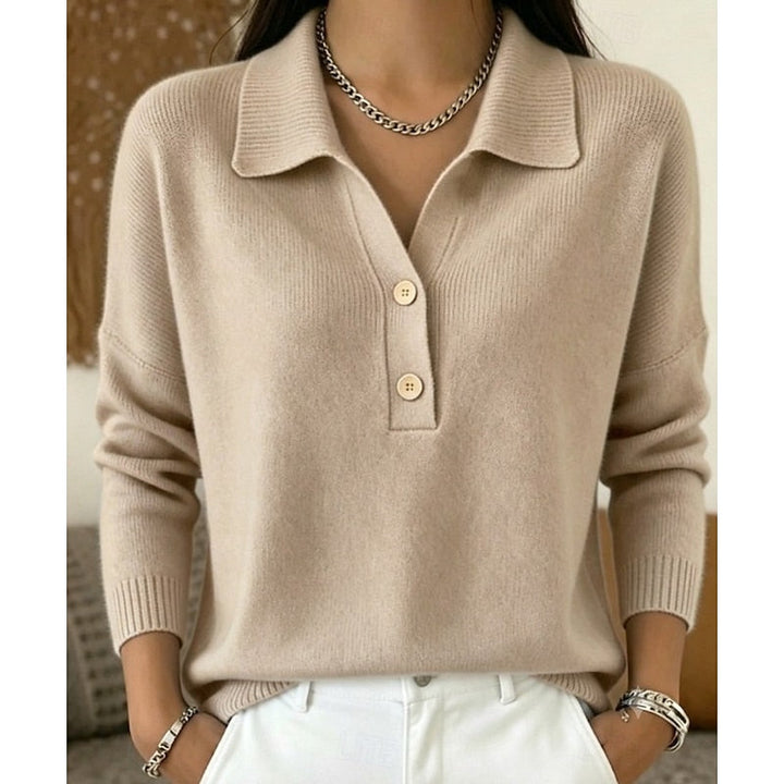 Eliza | Raffinerad Krage Knapp Pullover