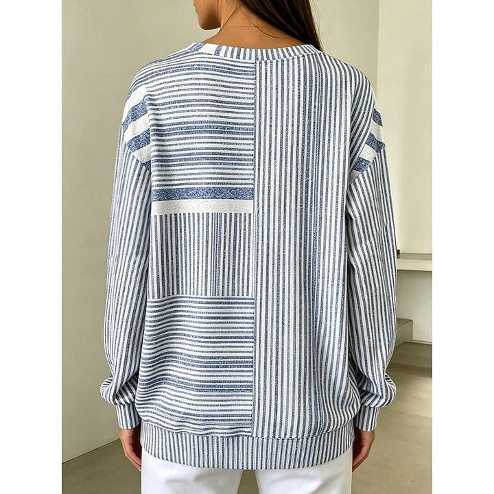 Adelaide | Randig Färgblock Crew Neck Sweatshirt