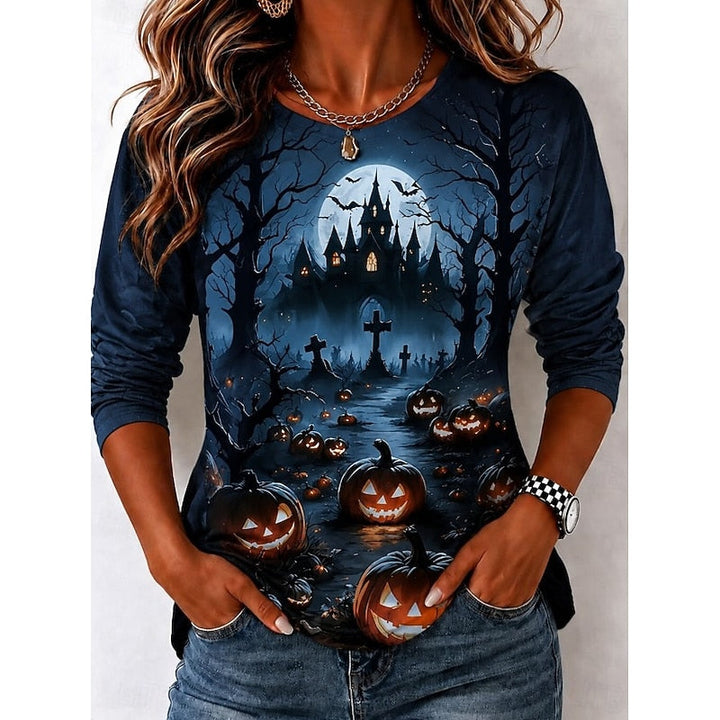 Höst | Halloween Häxa Grafik Långärmad Topp