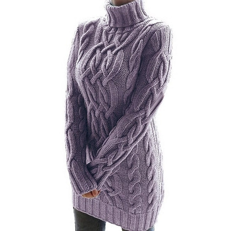 Thea | Kabeltexturerad Turtleneck Klänning