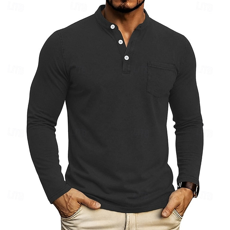 Weston | Klassisk Henley Skjorta med Långa Ärmar