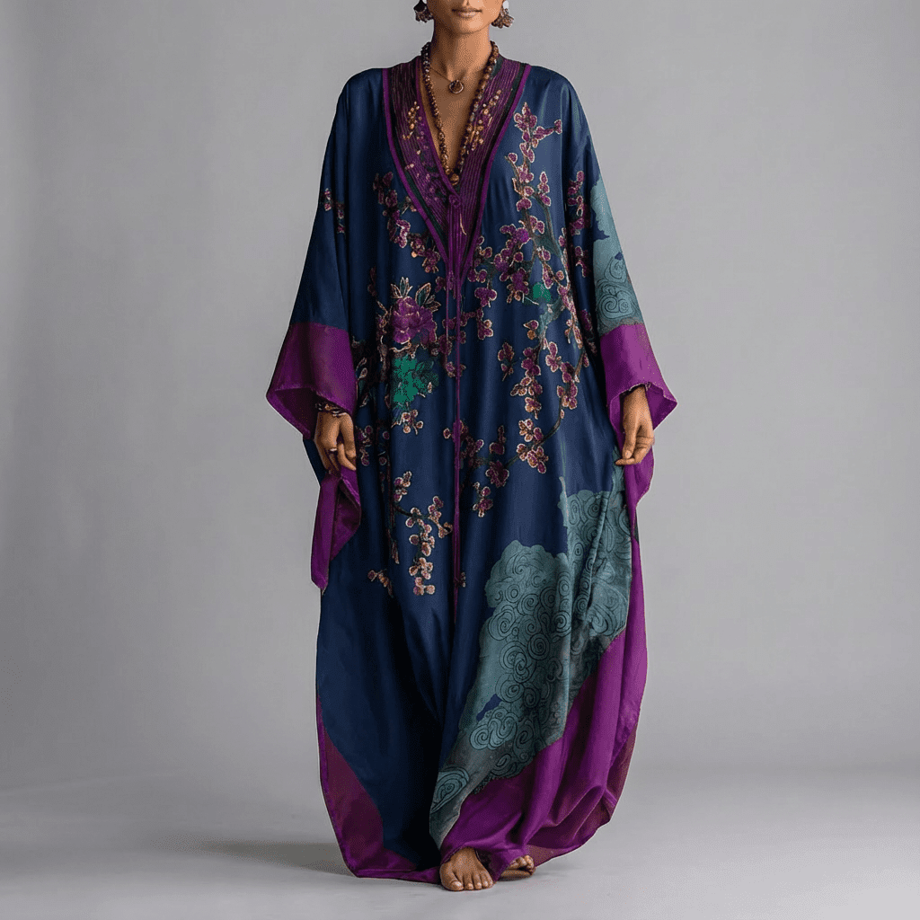 Valerie | Blommig Batwing Ärmd Maxi Klänning
