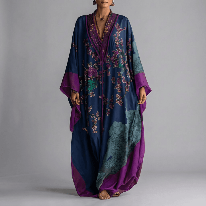 Valerie | Blommig Batwing Ärmd Maxi Klänning