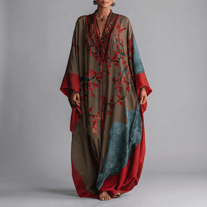 Valerie | Blommig Batwing Ärmd Maxi Klänning
