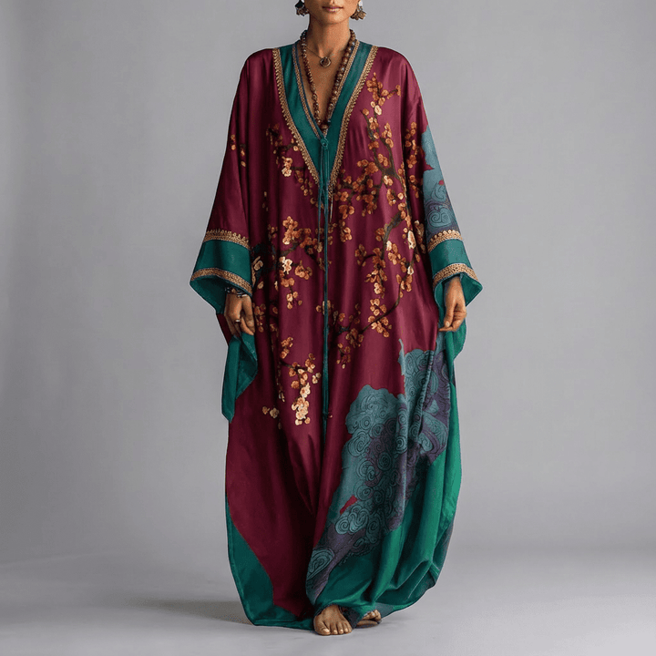 Valerie | Blommig Batwing Ärmd Maxi Klänning