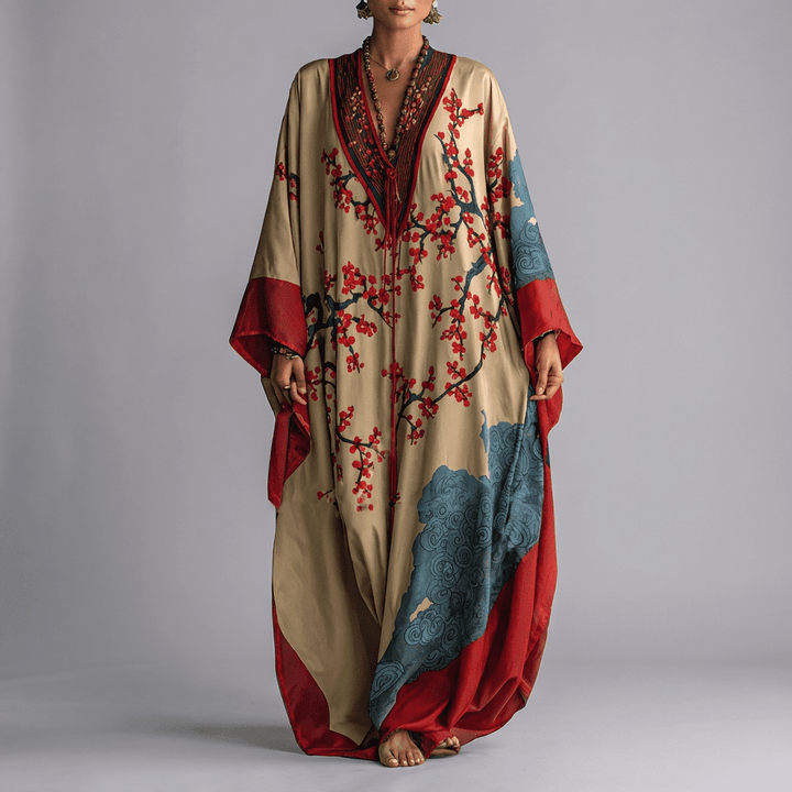 Valerie | Blommig Batwing Ärmd Maxi Klänning