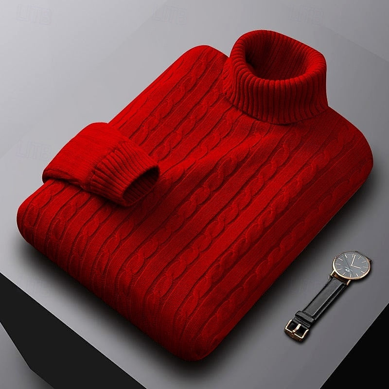 Rhys | Kabelstickad Turtleneck Tröja