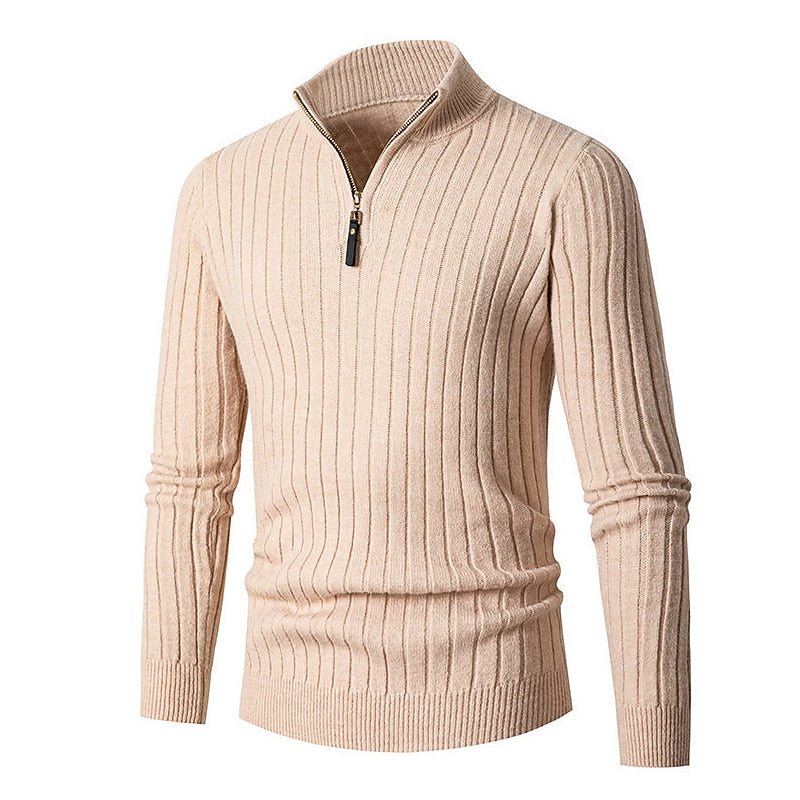 Gavin | Ribbade Kvartzip-Sweater