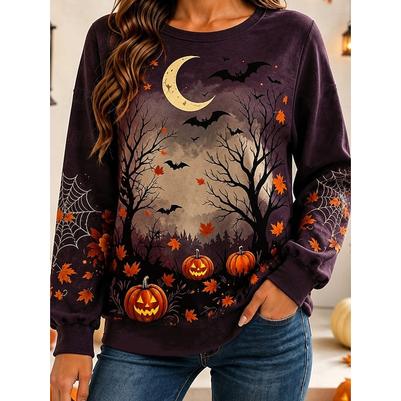 Rosalyn | Halloween Månbelyst Pumpasweatshirt