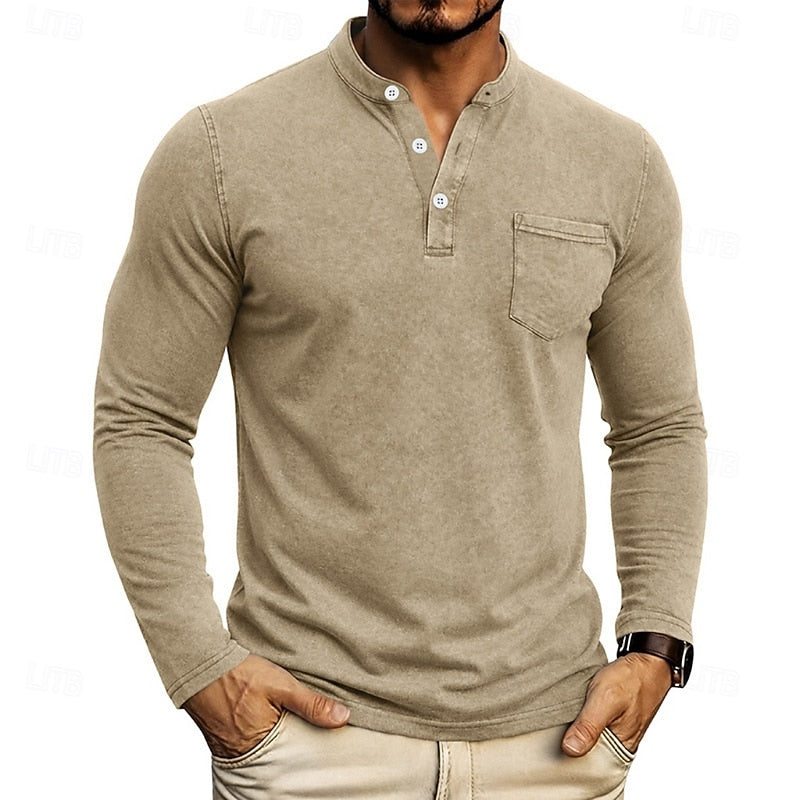 Weston | Klassisk Henley Skjorta med Långa Ärmar