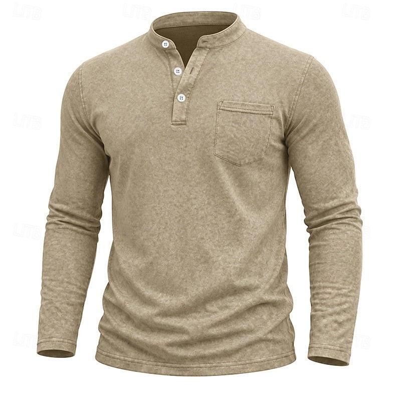 Weston | Klassisk Henley Skjorta med Långa Ärmar