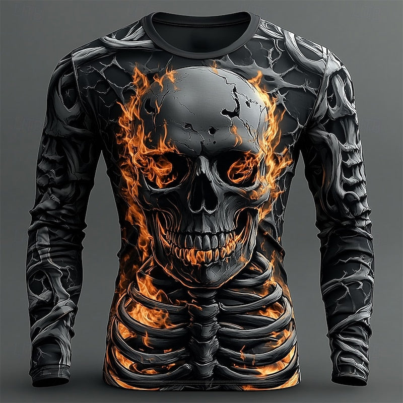 Jasper | Flammande Skelett Halloween Långärmad T-shirt