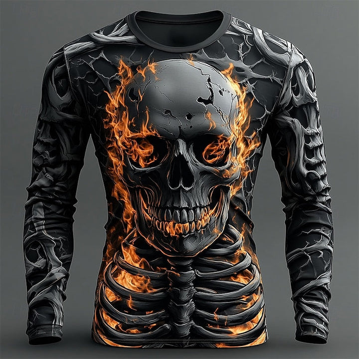 Jasper | Flammande Skelett Halloween Långärmad T-shirt