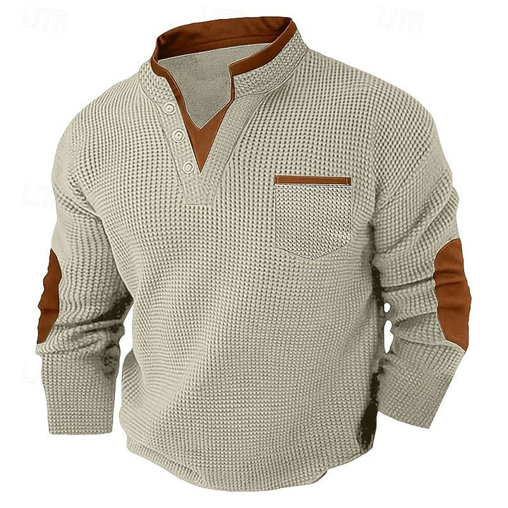 Russell | Texturerad Waffle Henley Skjorta
