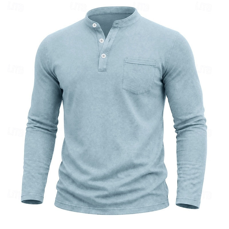 Weston | Klassisk Henley Skjorta med Långa Ärmar