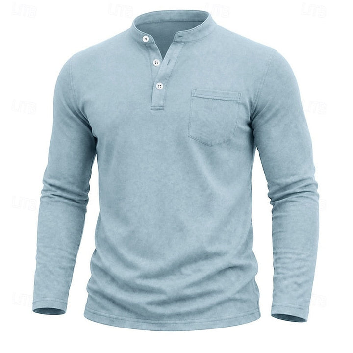Weston | Klassisk Henley Skjorta med Långa Ärmar