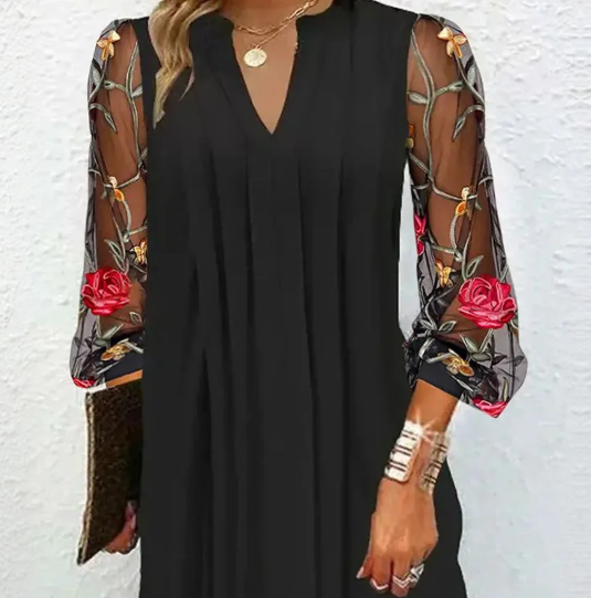 Camille | Elegant blommig ärmklänning