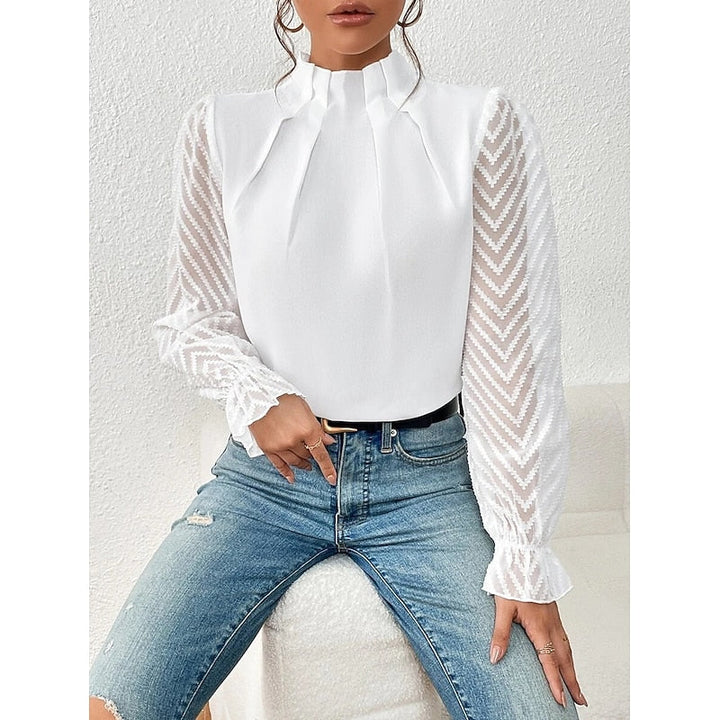 Elspeth | Elegant Blus med Hög Krage
