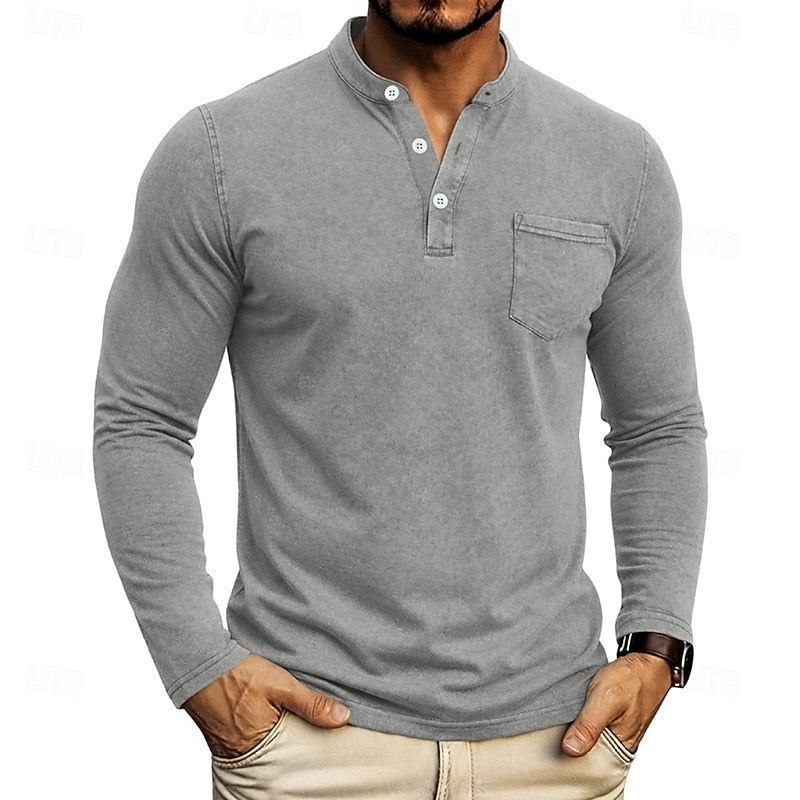Weston | Klassisk Henley Skjorta med Långa Ärmar