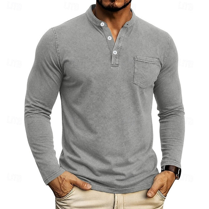 Weston | Klassisk Henley Skjorta med Långa Ärmar