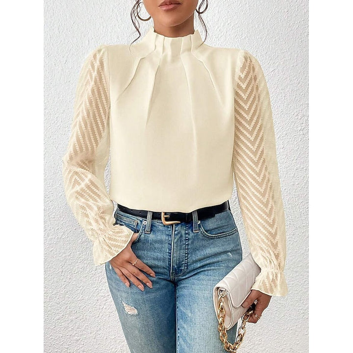 Elspeth | Elegant Blus med Hög Krage