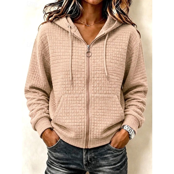 Kathryn | Texturerad Zip-Up Hoodie