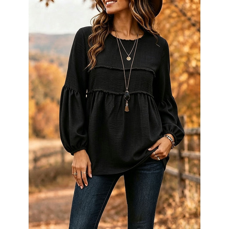 Rebecca | Avslappnad Peplum Blus