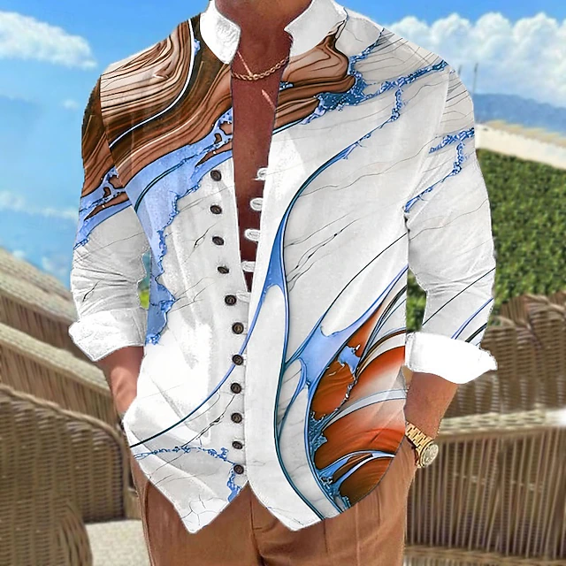 Damon | Konstfull Skjorta med Stående Krage