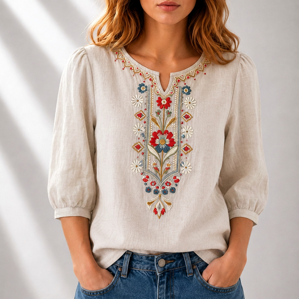 Lucia | Blommönstrad Broderad Blus