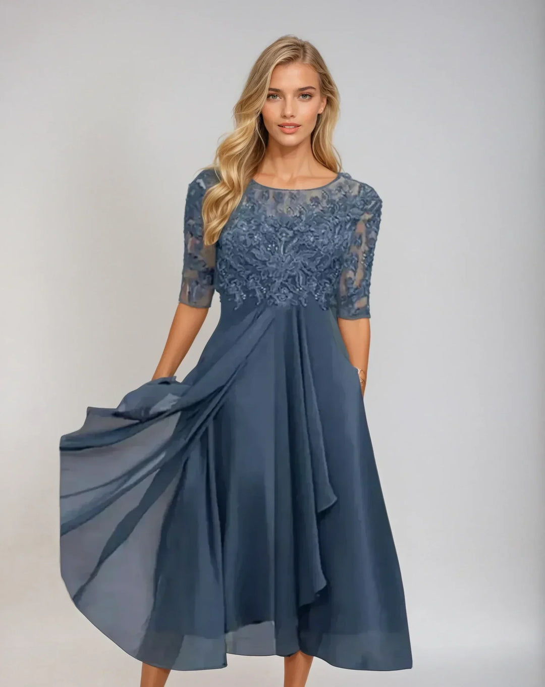Adelaide | Elegant Spets Midi Klänning