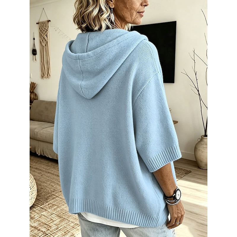 Brooklyn | Avslappnad Hoodie Stickad Tröja