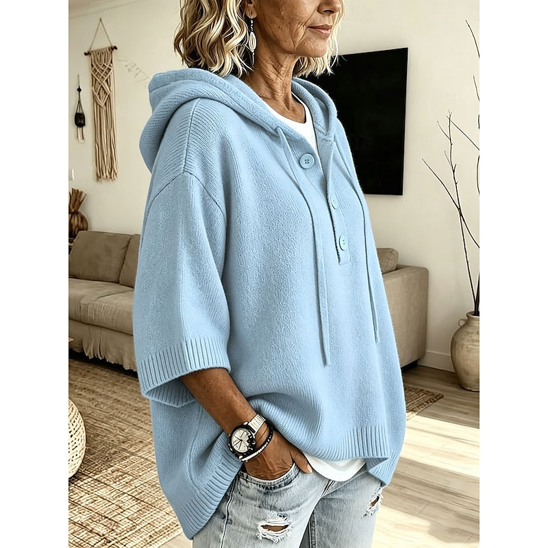 Brooklyn | Avslappnad Hoodie Stickad Tröja