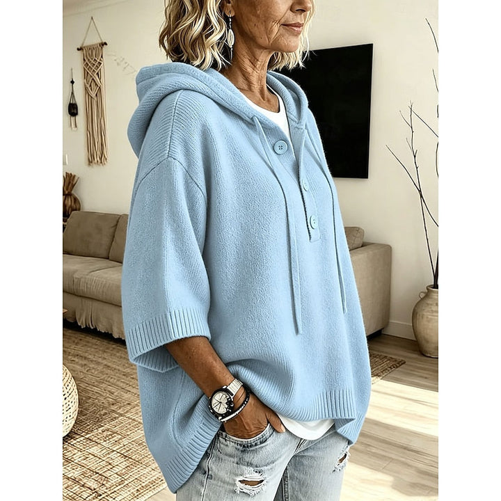 Brooklyn | Avslappnad Hoodie Stickad Tröja