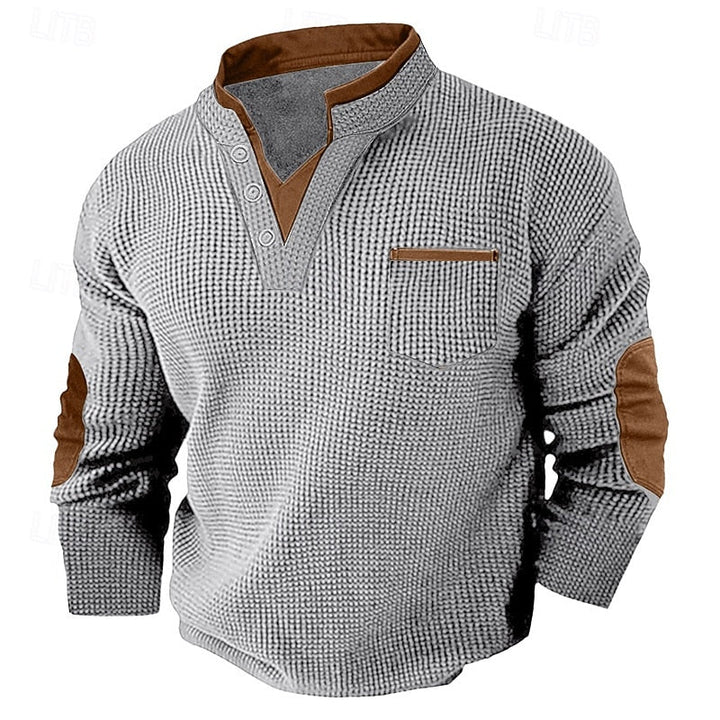 Russell | Texturerad Waffle Henley Skjorta