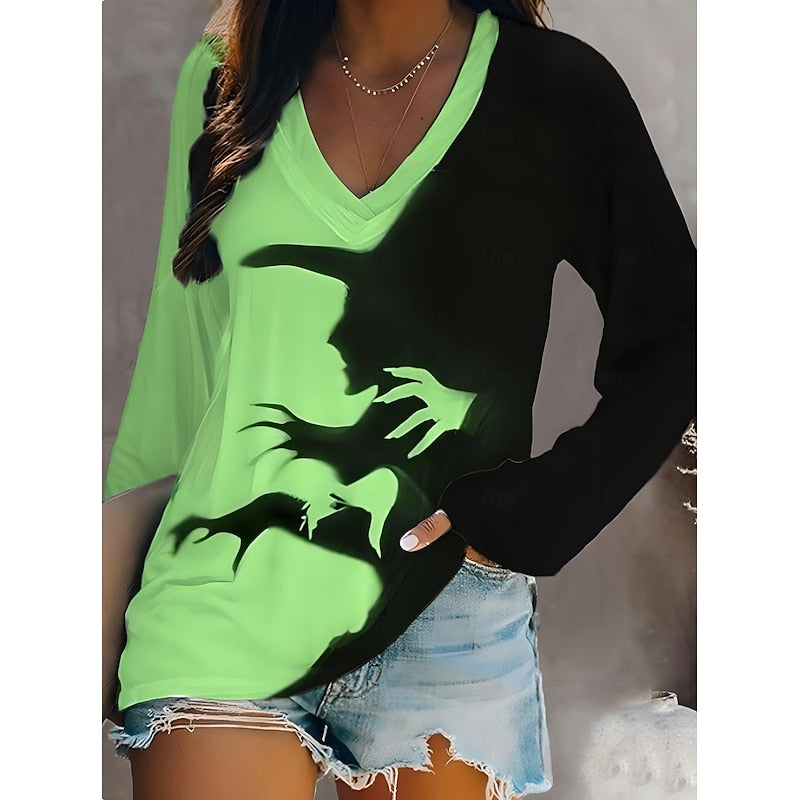 Odessa | Halloween Grafik V-Hals Topp