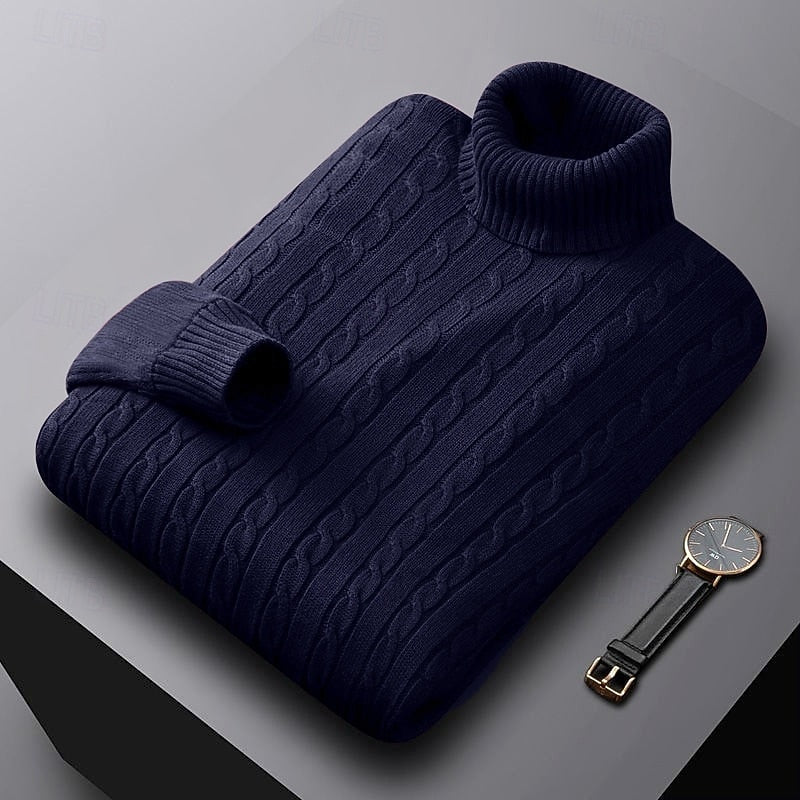 Rhys | Kabelstickad Turtleneck Tröja
