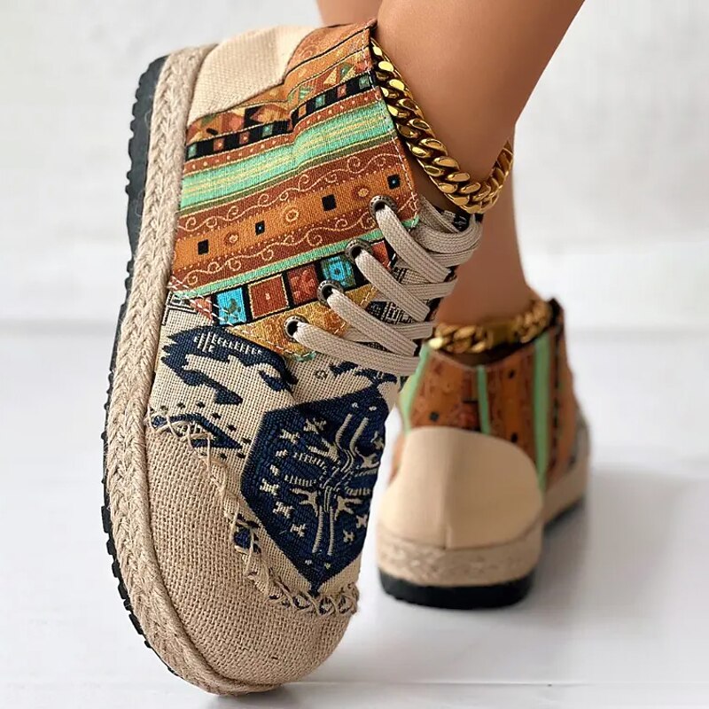 Talia | Boho Mönstrade Hög-Top Sneakers