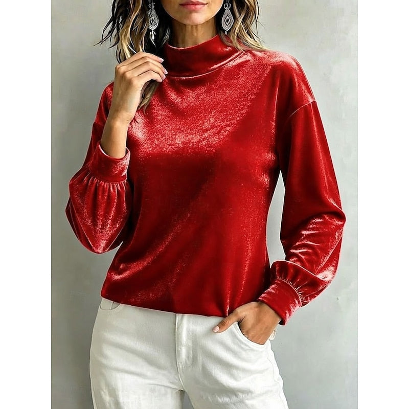 Clarice | Elegant Mock Neck Blus