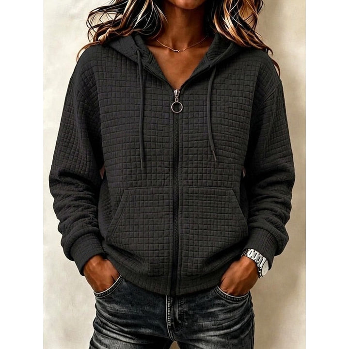 Kathryn | Texturerad Zip-Up Hoodie