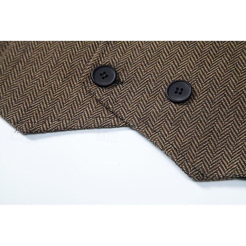 Bennett | Dubbelknäppt Herringbone Västar