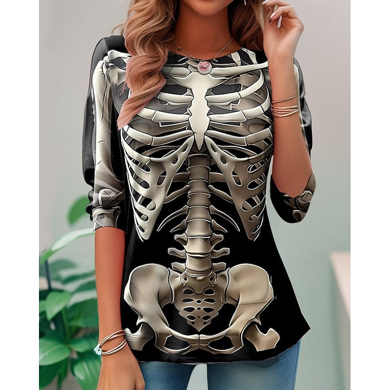 Iris | Halloween Skelett Långärmad Topp