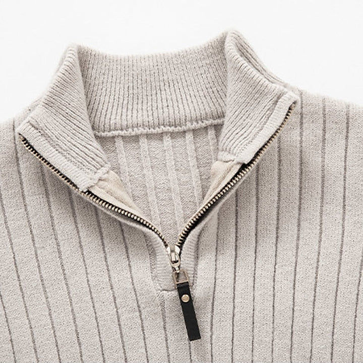 Gavin | Ribbade Kvartzip-Sweater