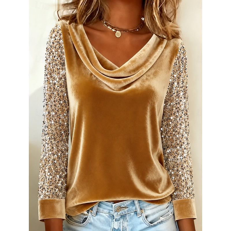 Marlene | Glittrande Cowl-Neck Top