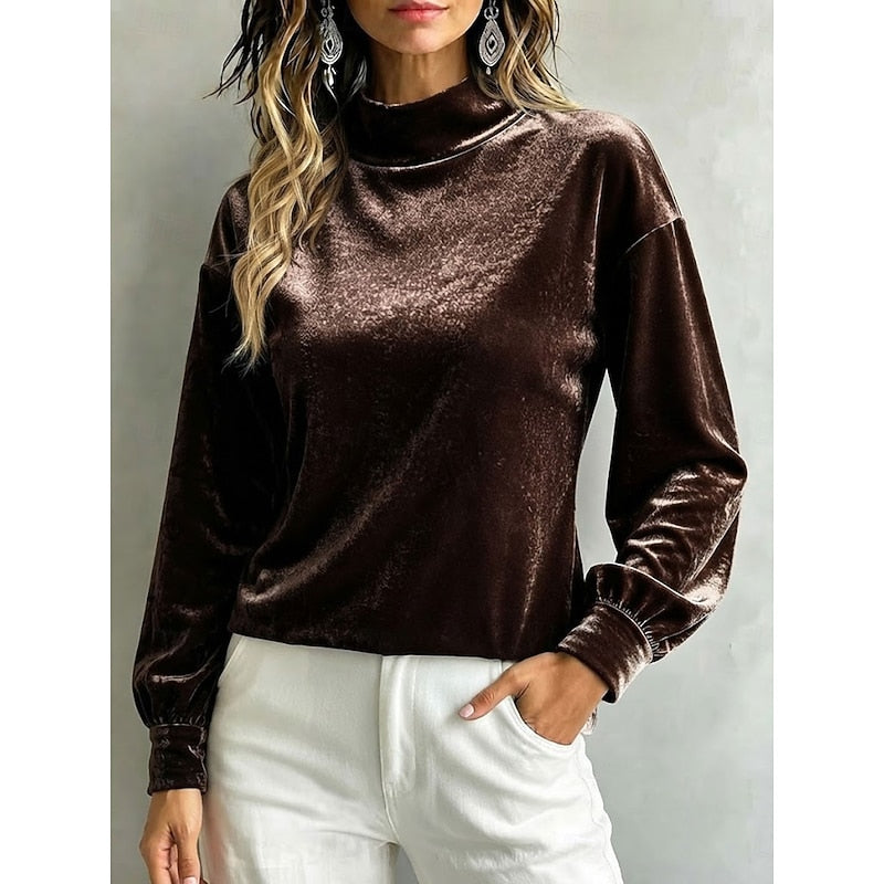 Clarice | Elegant Mock Neck Blus
