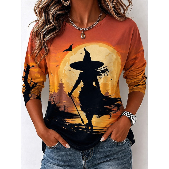 Höst | Halloween Häxa Grafik Långärmad Topp