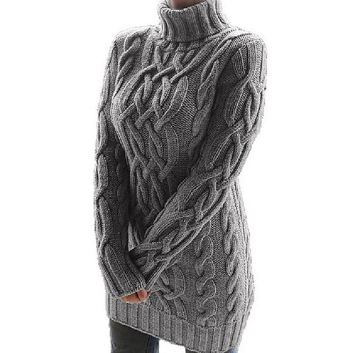 Thea | Kabeltexturerad Turtleneck Klänning
