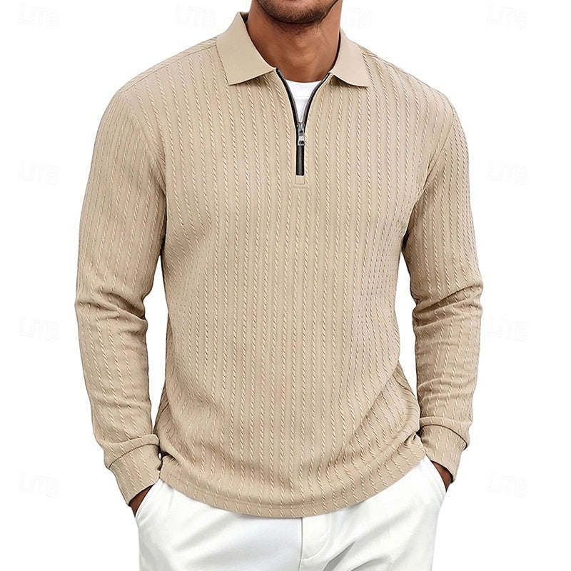 Rhett | Texturerad Quarter-Zip Polo Skjorta