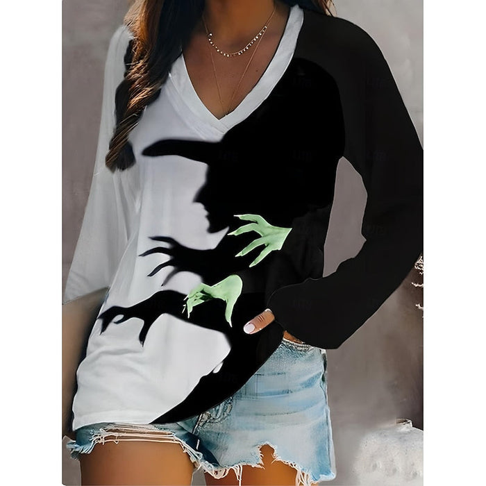 Odessa | Halloween Grafik V-Hals Topp