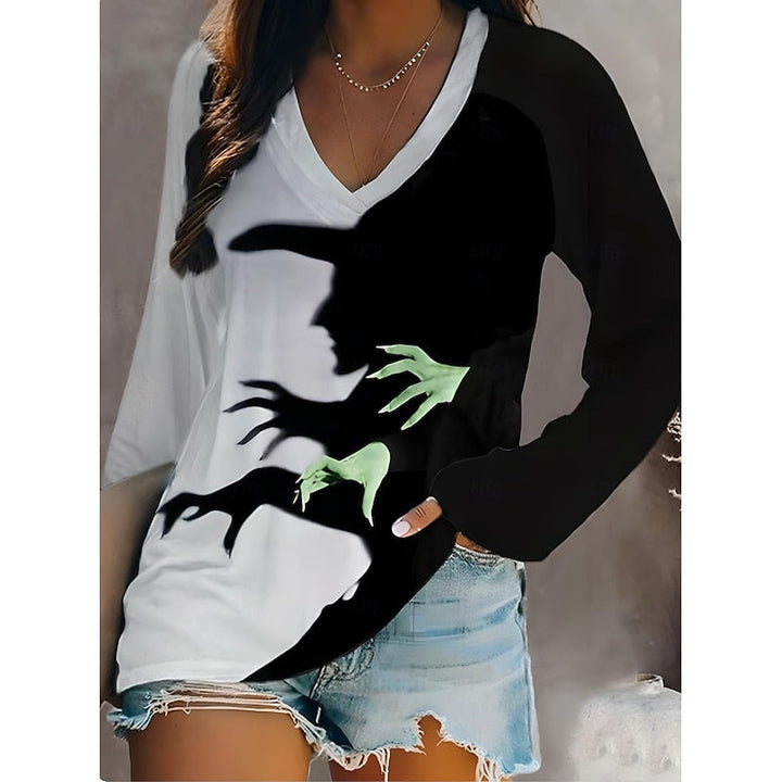Odessa | Halloween Grafik V-Hals Topp