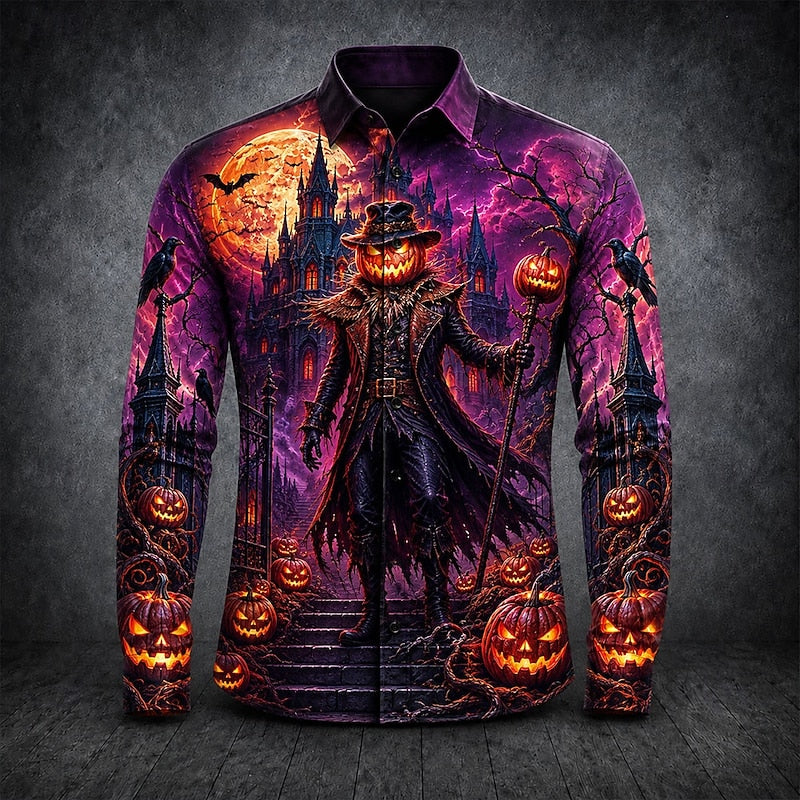 Thatcher | Halloween Gotisk Tryck Långärmad Skjorta